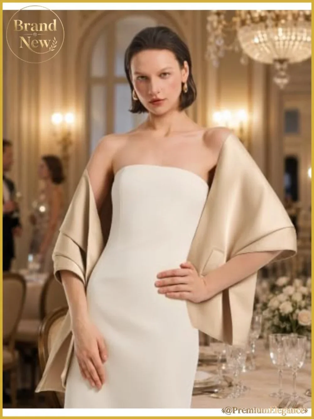 Satin Shawl Wrap Pull Through Evening Wedding Dress Cover Up